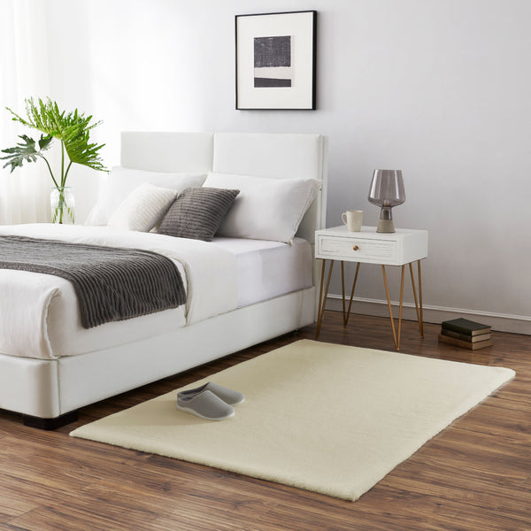 Hasenfell Kunstfell Teppich Vorleger | Rechteckig - Beige